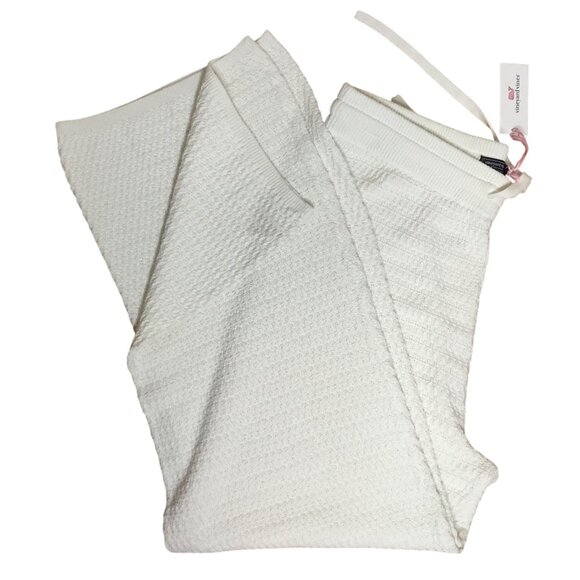 VINEYARD VINES Crocheted Wide Leg Pants Marshmallow NWT Hemp Cotton Loungewear - Picture 1 of 10
